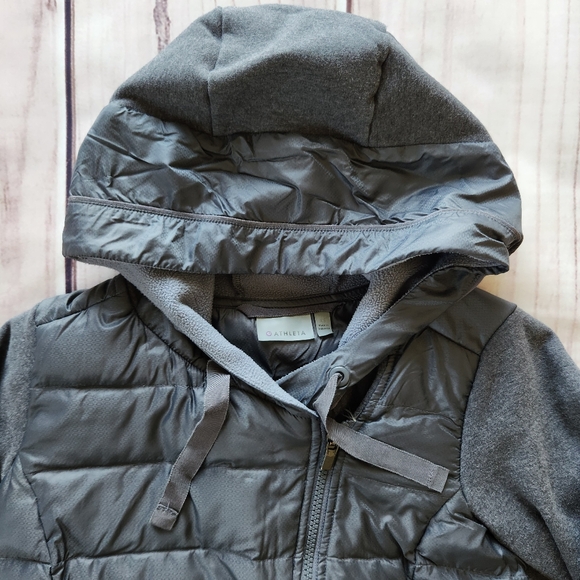 Athleta "Down to Town" Down Sweatshirt Jacket Asymmetrical Grey, Women's Size XS - Picture 5 of 12